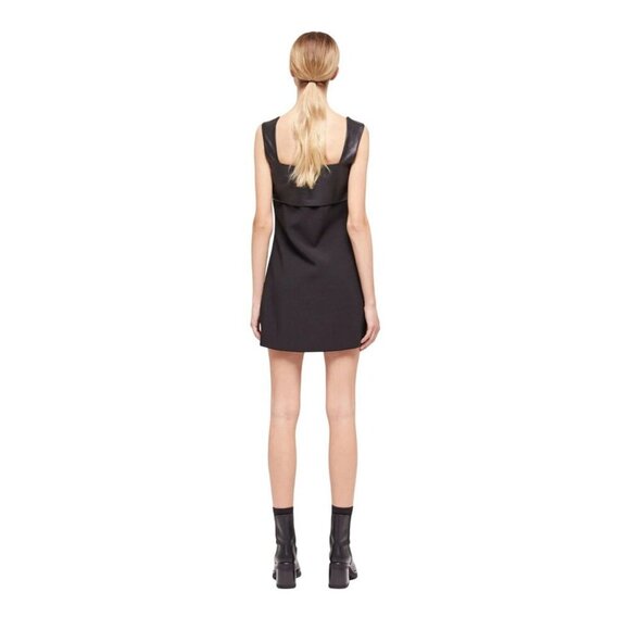 NWT The Kooples Women's‎ Short Black Dress With Leather & Square Neckline Size 8 - Picture 6 of 16